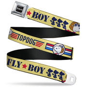 PEANUTS Title Logo Full Color Black/White Seatbelt Belt - Peanuts Snoopy FLY BOY TOP DOG Flying Ace Yellow/Blue/Red Webbing Seatbelt Belts Peanuts