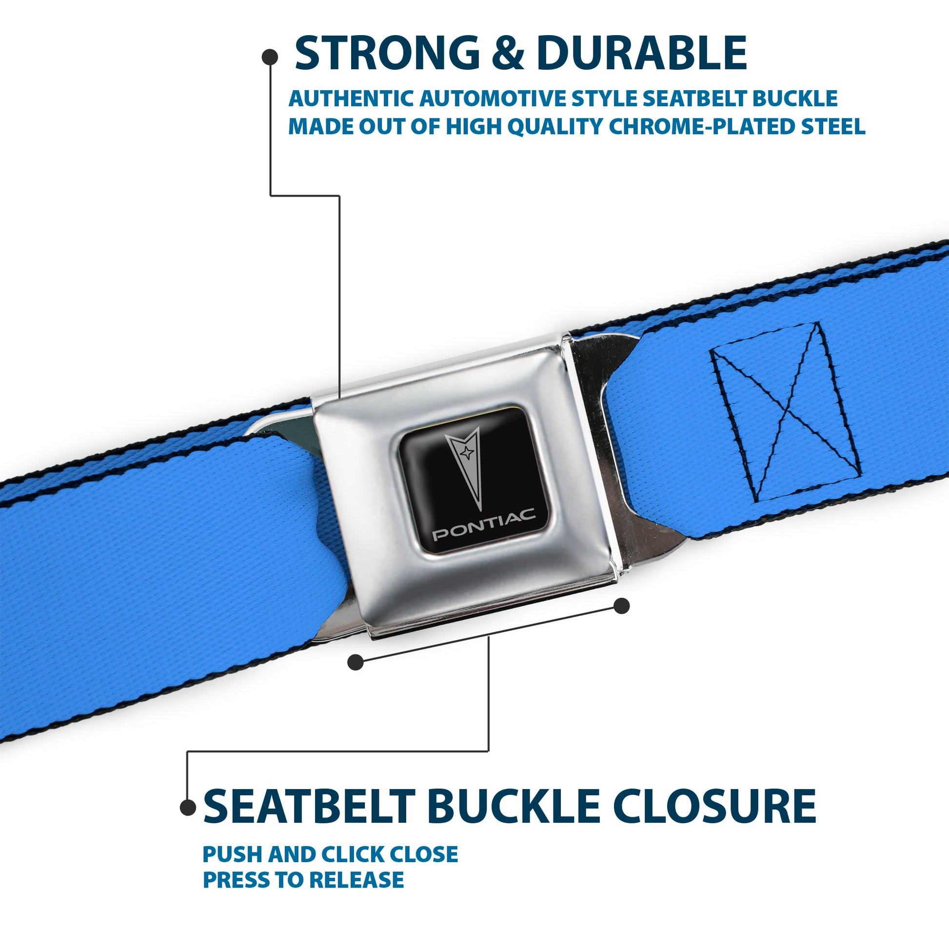 Pontiac Seatbelt Belt - Baby Blue Webbing Seatbelt Belts GM General Motors