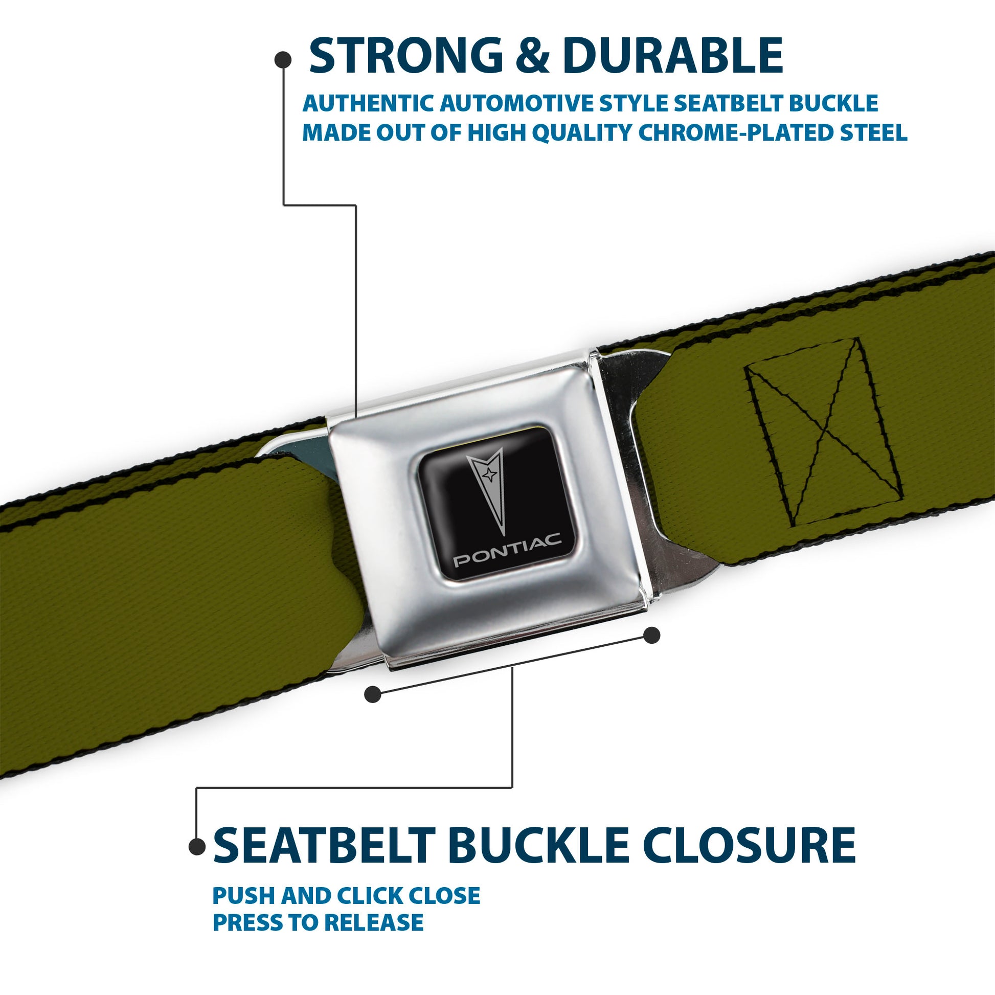 Pontiac Seatbelt Belt - Olive Webbing Seatbelt Belts GM General Motors