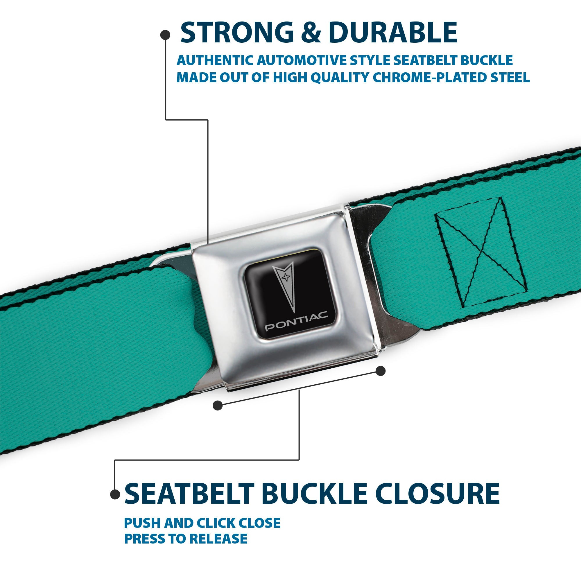 Pontiac Seatbelt Belt - Teal Webbing Seatbelt Belts GM General Motors