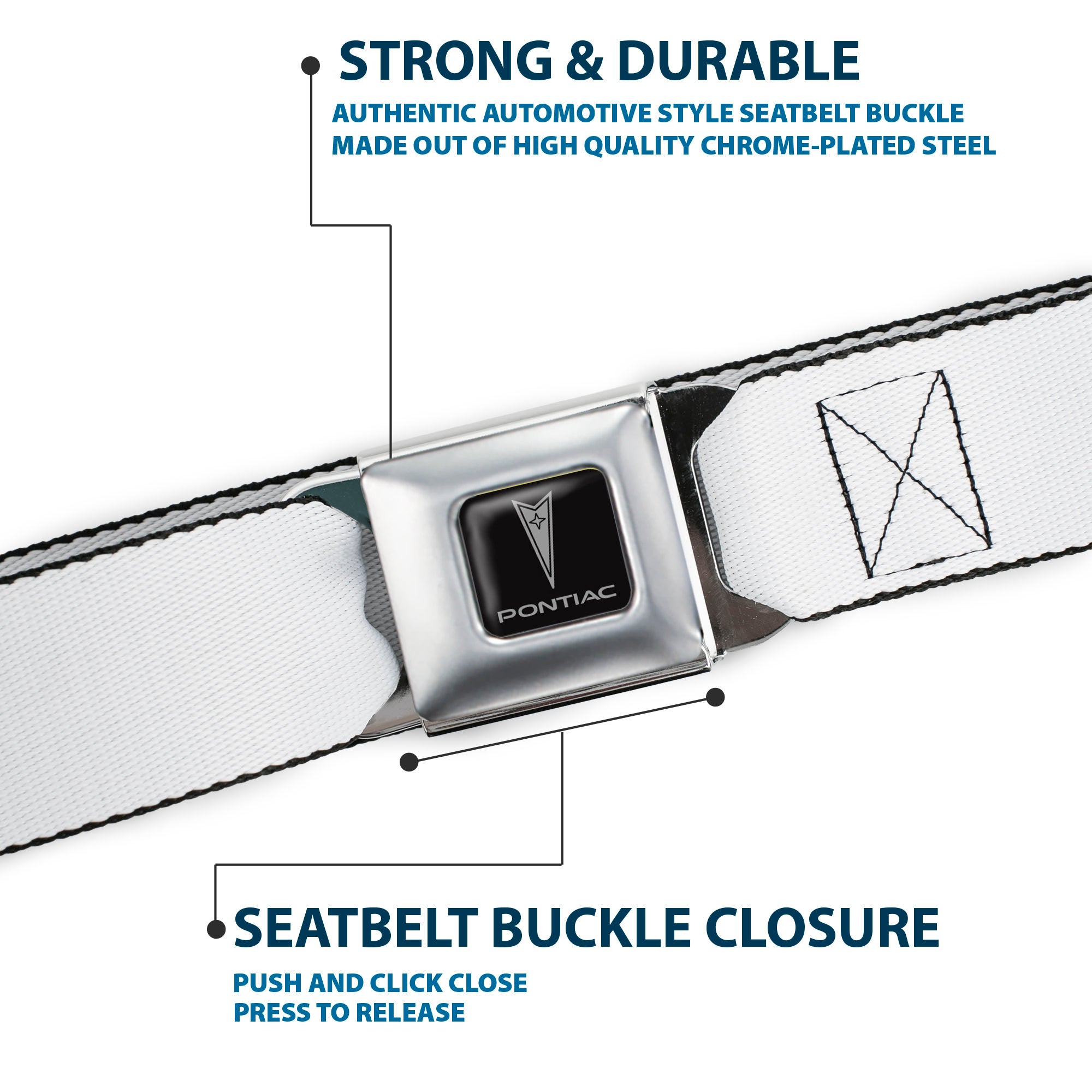 Pontiac Seatbelt Belt - White Webbing Seatbelt Belts GM General Motors