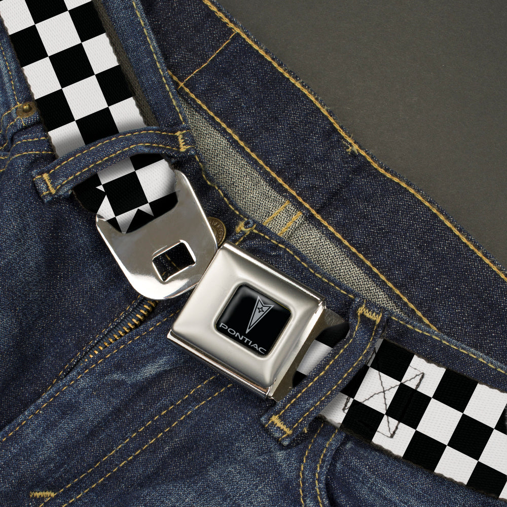 Pontiac Seatbelt Belt - Checker Black/White Webbing Seatbelt Belts GM General Motors