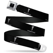 Pontiac Seatbelt Belt - Pontiac Black/Silver Logo REPEAT Webbing Seatbelt Belts GM General Motors