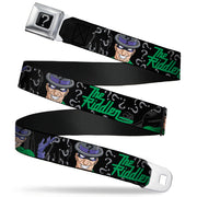 Riddler "?" Black Silver Seatbelt Belt - The Riddler w/Batman Silhouette Webbing Seatbelt Belts DC Comics