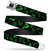 Riddler "?" Black Silver Seatbelt Belt - Question Mark Scattere2 Black/Neon Green Webbing Seatbelt Belts DC Comics