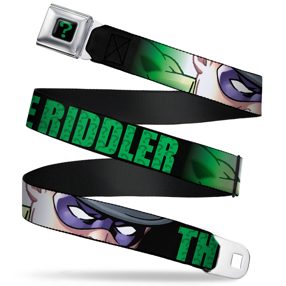 Riddler "?" Full Color Black Green Seatbelt Belt - THE RIDDLER/Face CLOSE-UP Black/Green Webbing Seatbelt Belts DC Comics