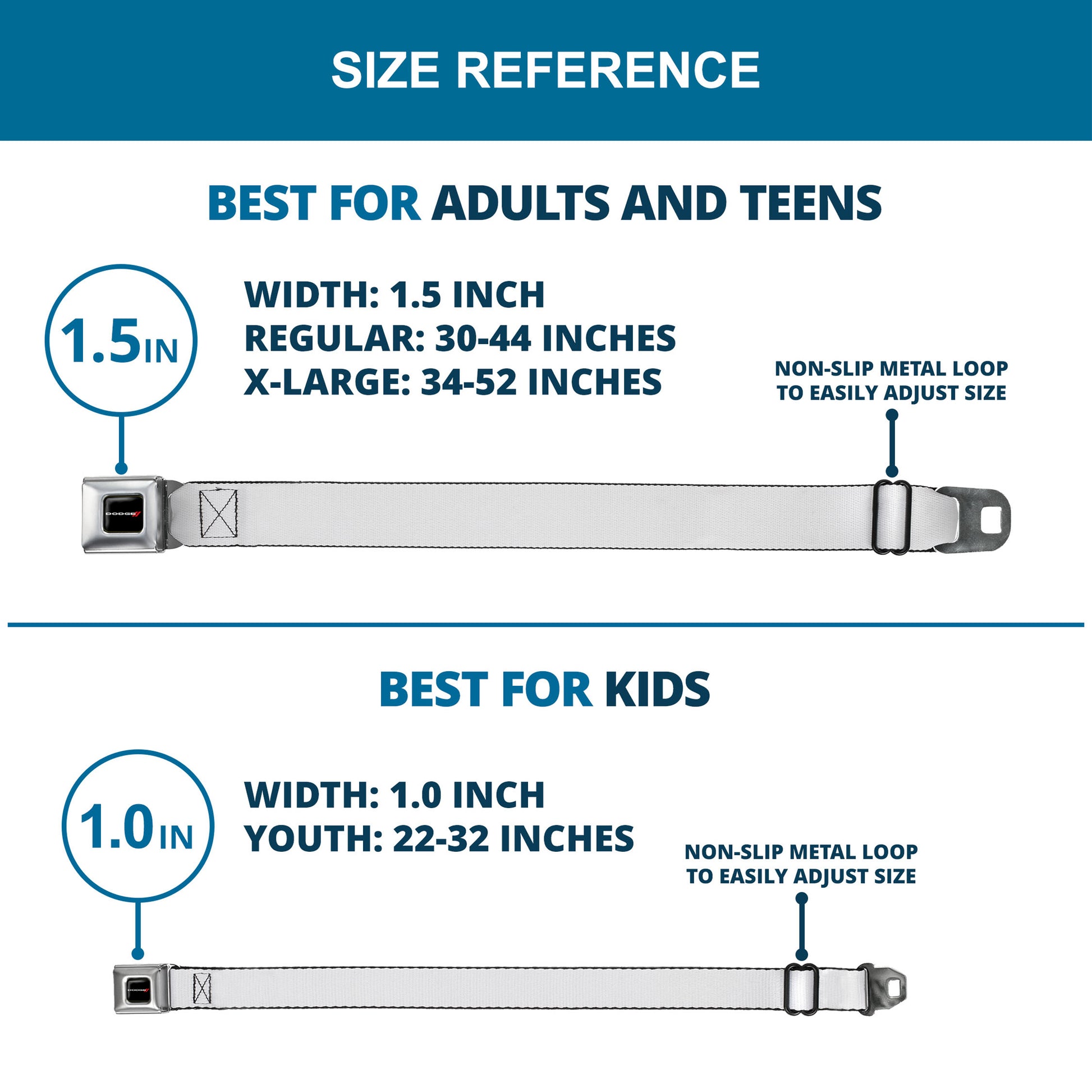 Dodge Red Rhombus Seatbelt Belt - White Webbing Seatbelt Belts Dodge