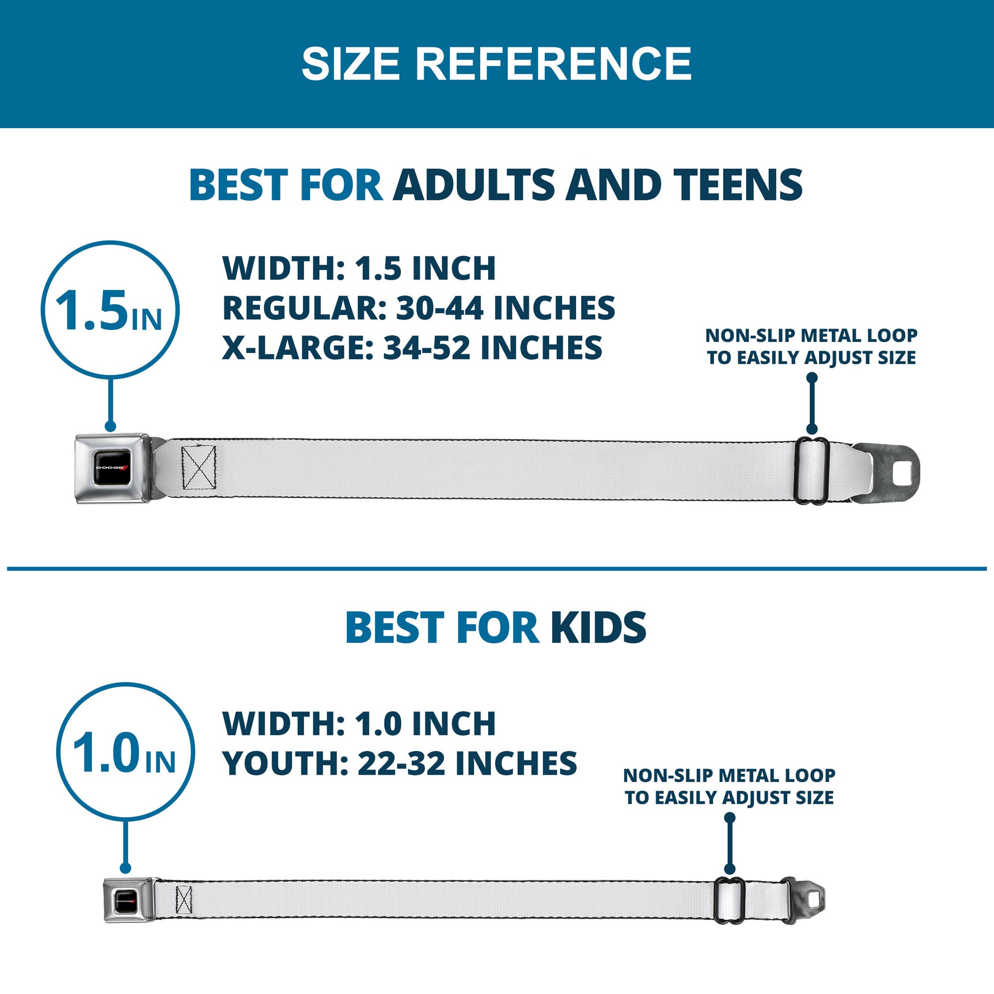 Dodge Red Rhombus Seatbelt Belt - White Webbing Seatbelt Belts Dodge