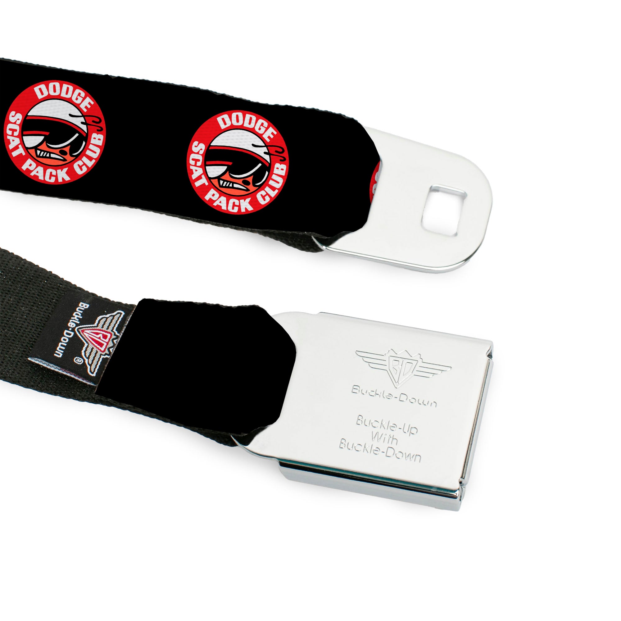 Dodge Red Rhombus Full Color Seatbelt Belt - DODGE SCAT PACK CLUB Bumblebee Logo Black/Red/White Webbing Seatbelt Belts Dodge