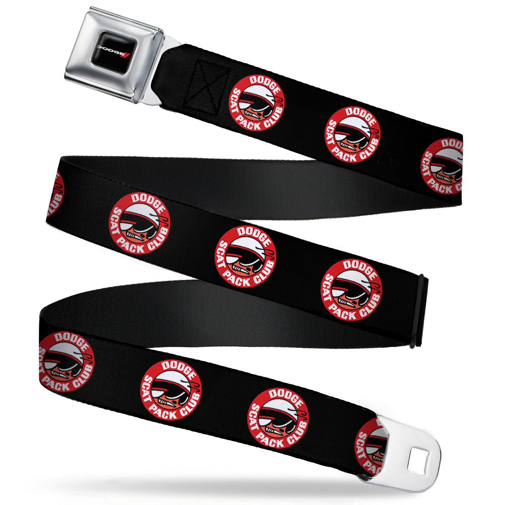 Dodge Red Rhombus Full Color Seatbelt Belt - DODGE SCAT PACK CLUB Bumblebee Logo Black/Red/White Webbing Seatbelt Belts Dodge