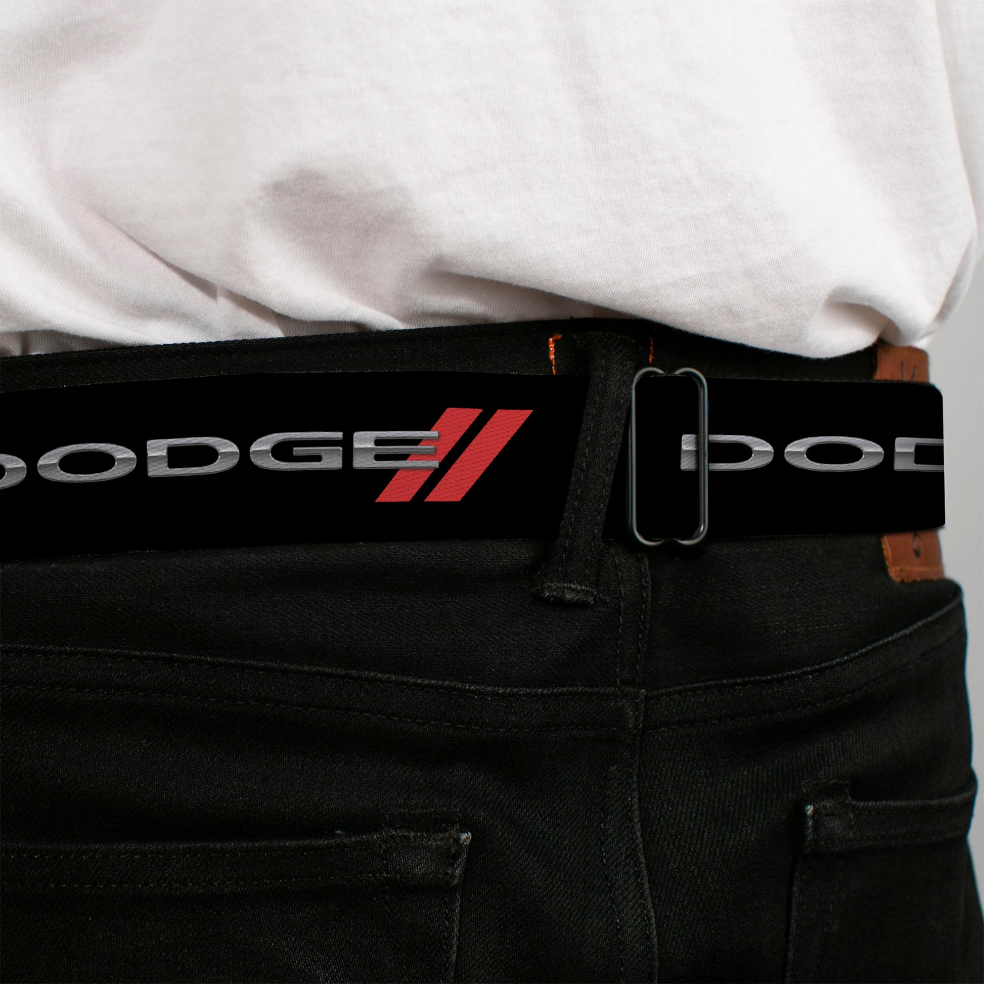 Dodge Red Rhombus Full Color Seatbelt Belt - Dodge Red Rhombus REPEAT Webbing Seatbelt Belts Dodge
