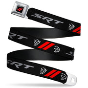Dodge Rhombus Icon Full Color Black Red Seatbelt Belt - Dodge SRT Demon/Rhombus/Hellcat Logo Black/Silver/Red/White Webbing Seatbelt Belts Dodge