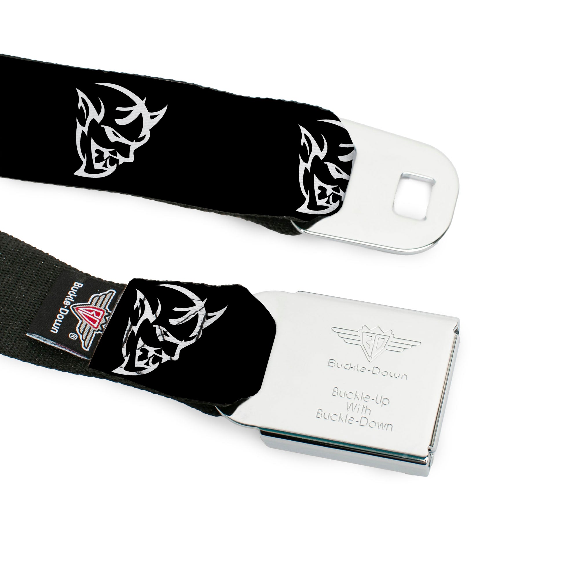 Dodge Rhombus Icon Full Color Black Red Seatbelt Belt - Dodge Demon Icon Black/White Webbing Seatbelt Belts Dodge