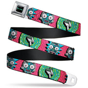 RICK AND MORTY Text Logo Full Color Black/Blue Seatbelt Belt - RICK AND MORTY Text Logo Full Color Black/Blue Webbing Seatbelt Belts Rick and Morty