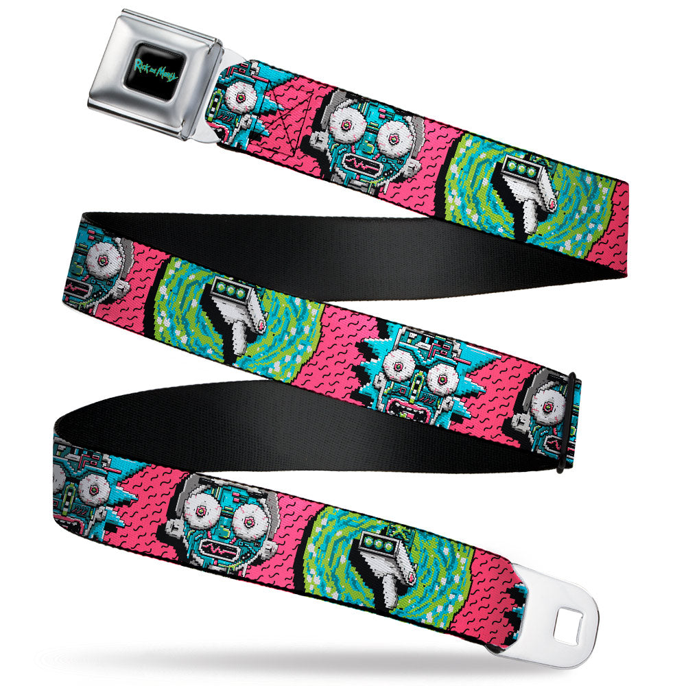 RICK AND MORTY Text Logo Full Color Black/Blue Seatbelt Belt - RICK AND MORTY Text Logo Full Color Black/Blue Webbing Seatbelt Belts Rick and Morty