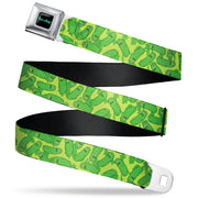 RICK AND MORTY Text Logo Full Color Black/Blue Seatbelt Belt - Rick and Morty Pickle Rick Scattered Greens Webbing Seatbelt Belts Rick and Morty