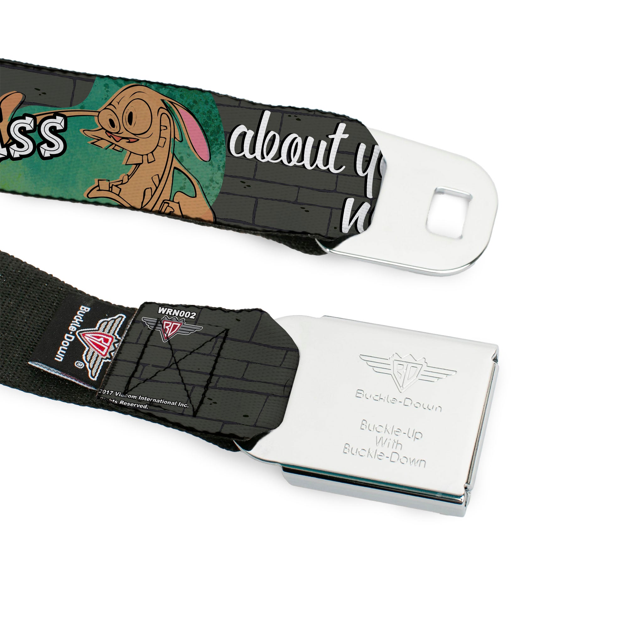 Ren & Stimpy Pose Full Color Black Seatbelt Belt - Ren & Stimpy Sketch I DON'T GIVE A RAT'S ASS ABOUT YOUR NEEDS! Webbing Seatbelt Belts Ren and Stimpy