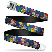 ROCKET POWER RP Logo Full Color Black/Green/Blue Seatbelt Belt - Rocket Power 4-Character Action Poses/Shapes Cool Gray/Multi Color Webbing Seatbelt Belts Rocket Power