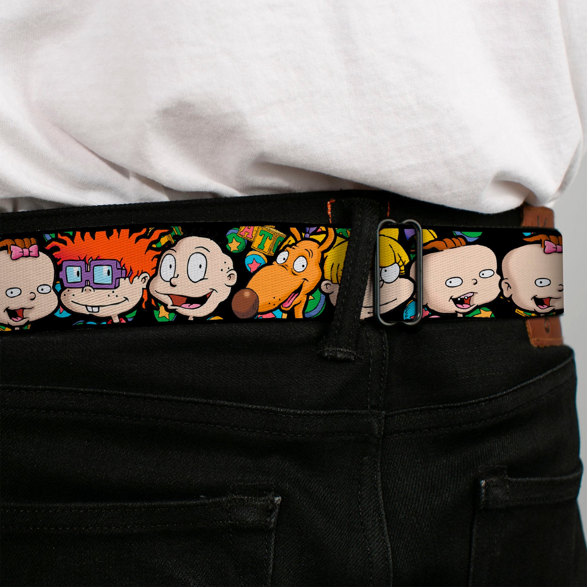 RUGRATS Logo Full Color Seatbelt Belt - Rugrats Character Faces CLOSE-UP Webbing Seatbelt Belts Rugrats