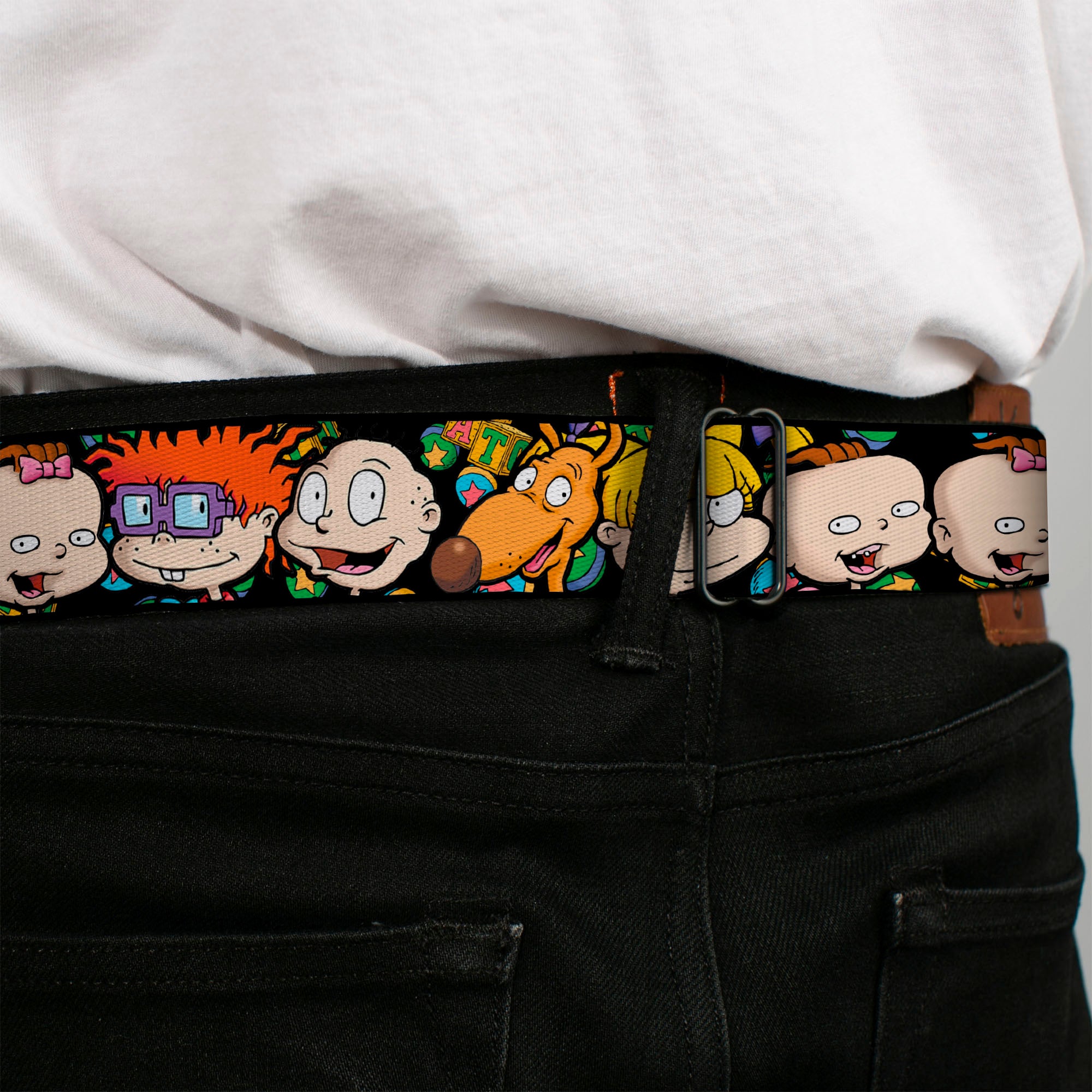 RUGRATS Logo Full Color Seatbelt Belt - Rugrats Character Faces CLOSE-UP Webbing Seatbelt Belts Rugrats