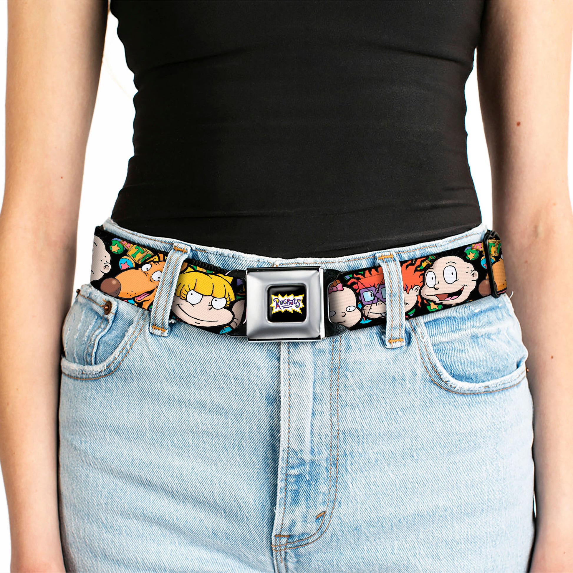 RUGRATS Logo Full Color Seatbelt Belt - Rugrats Character Faces CLOSE-UP Webbing Seatbelt Belts Rugrats