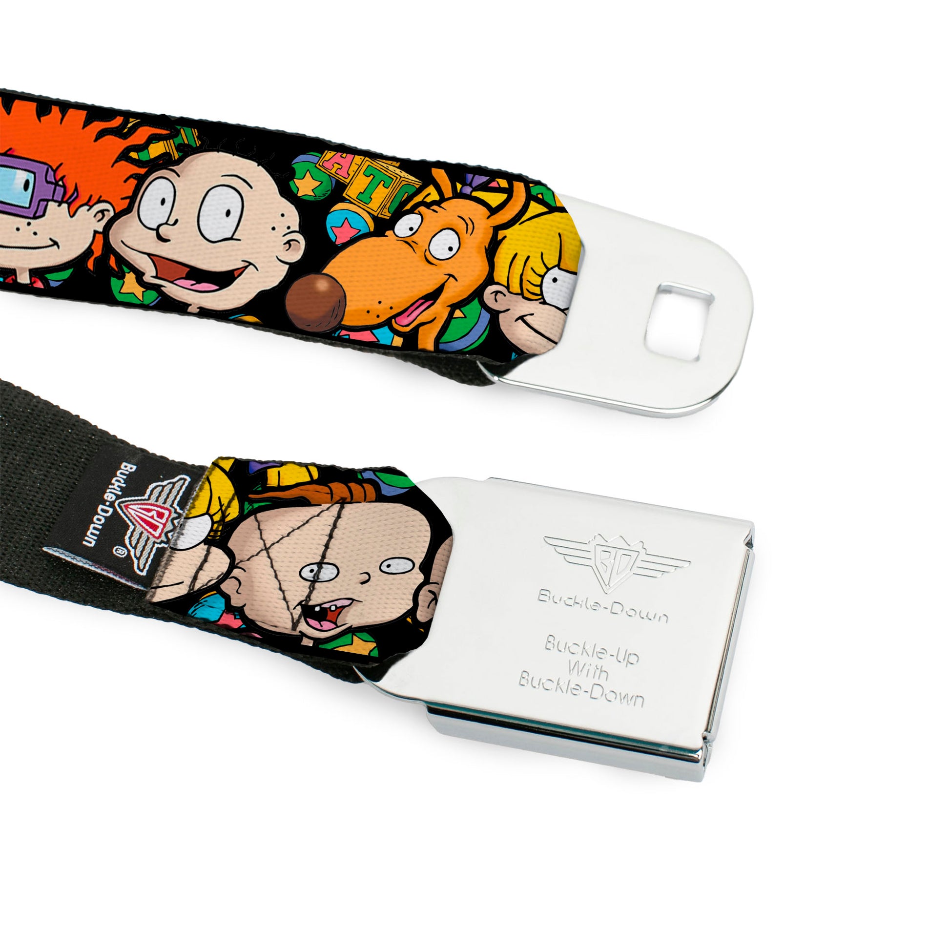 RUGRATS Logo Full Color Seatbelt Belt - Rugrats Character Faces CLOSE-UP Webbing Seatbelt Belts Rugrats