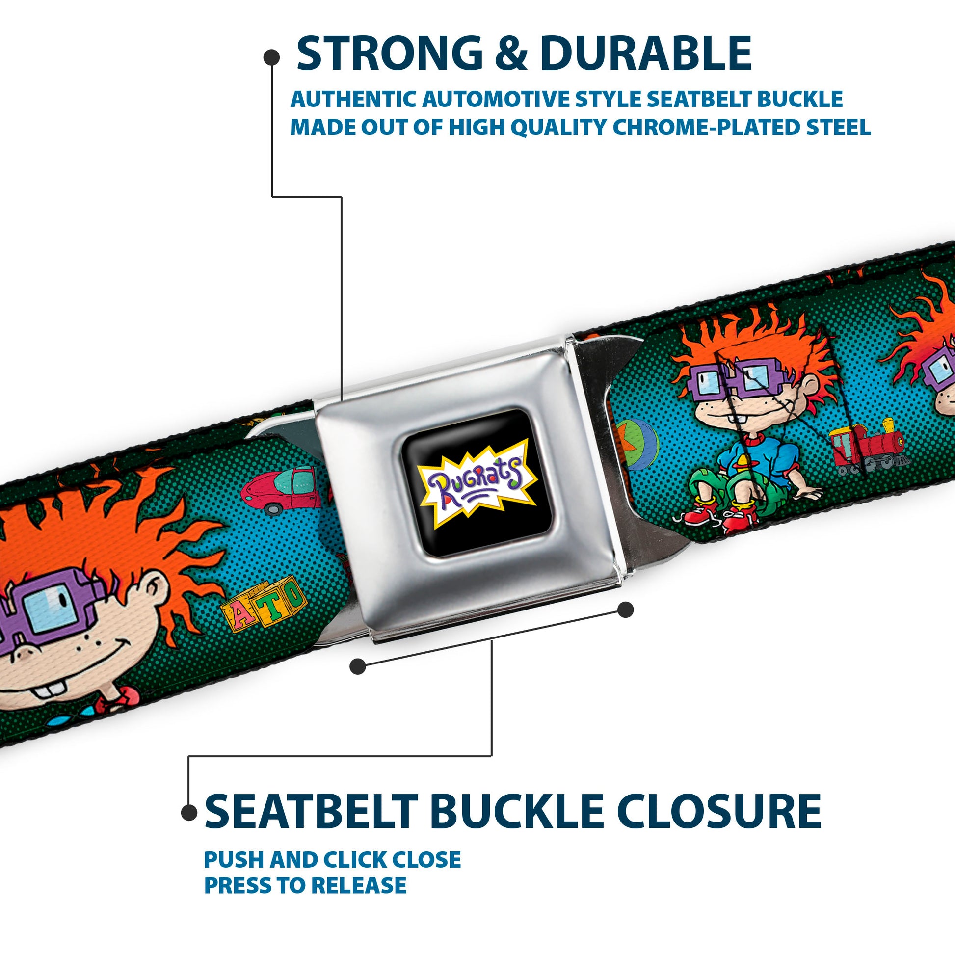 RUGRATS Logo Full Color Seatbelt Belt - RUGRATS Chuckie Poses Webbing Seatbelt Belts Rugrats