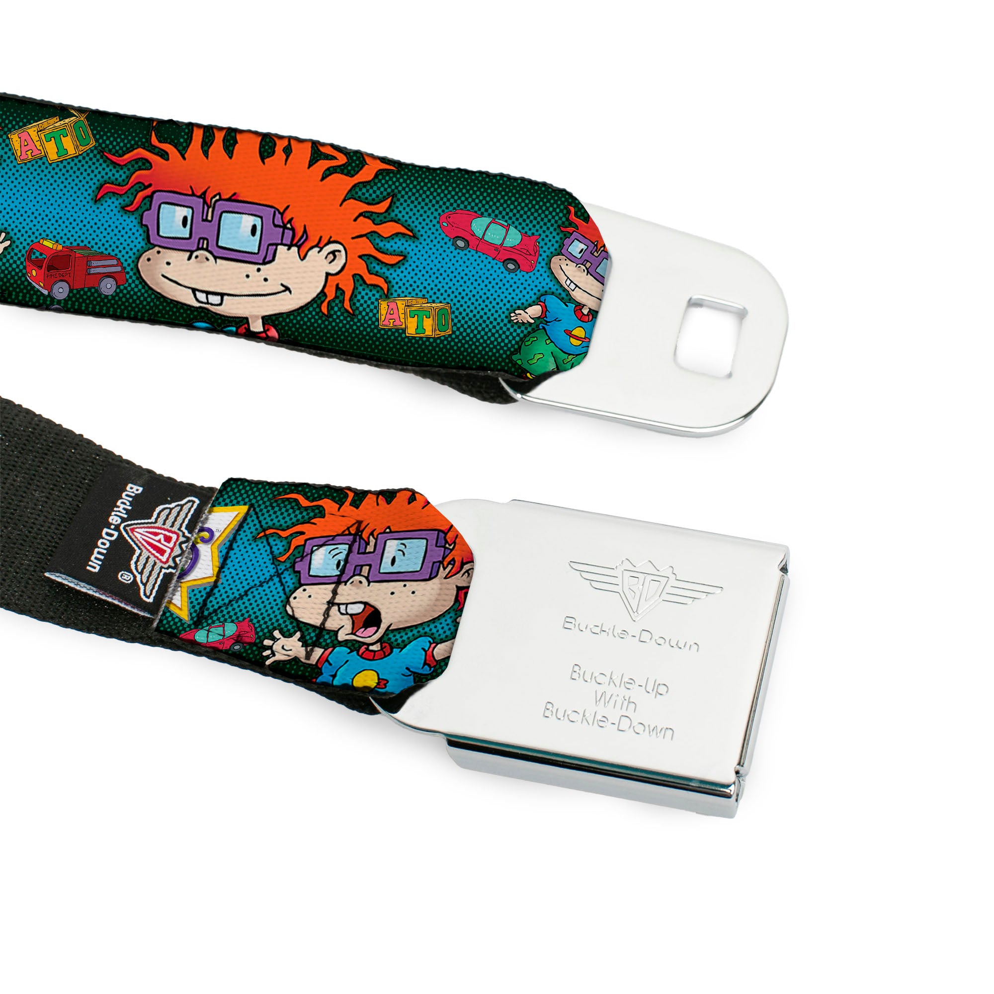 RUGRATS Logo Full Color Seatbelt Belt - RUGRATS Chuckie Poses Webbing Seatbelt Belts Rugrats