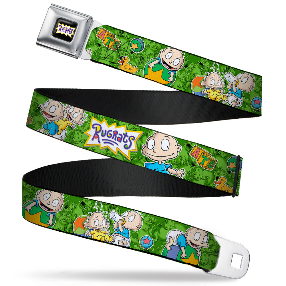 RUGRATS Logo Full Color Seatbelt Belt - RUGRATS Tommy & Dill Poses Greens Webbing Seatbelt Belts Rugrats