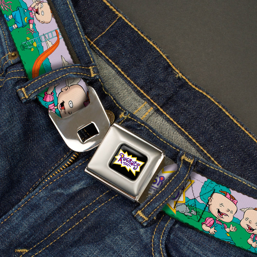 RUGRATS Logo Full Color Seatbelt Belt - RUGRATS Lil & Phil Outdoor Poses Webbing Seatbelt Belts Rugrats