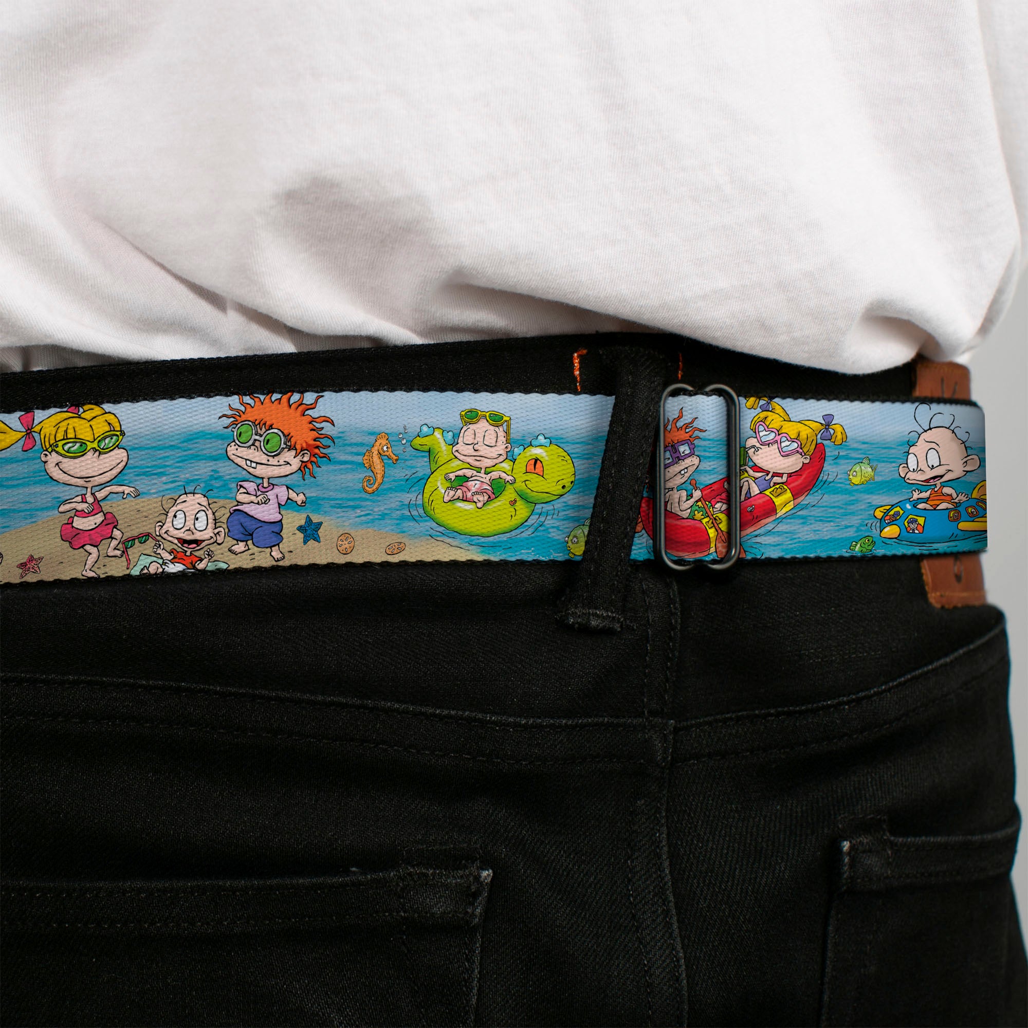 RUGRATS Logo Full Color Seatbelt Belt - Rugrats Beach Play Scene Webbing Seatbelt Belts Rugrats