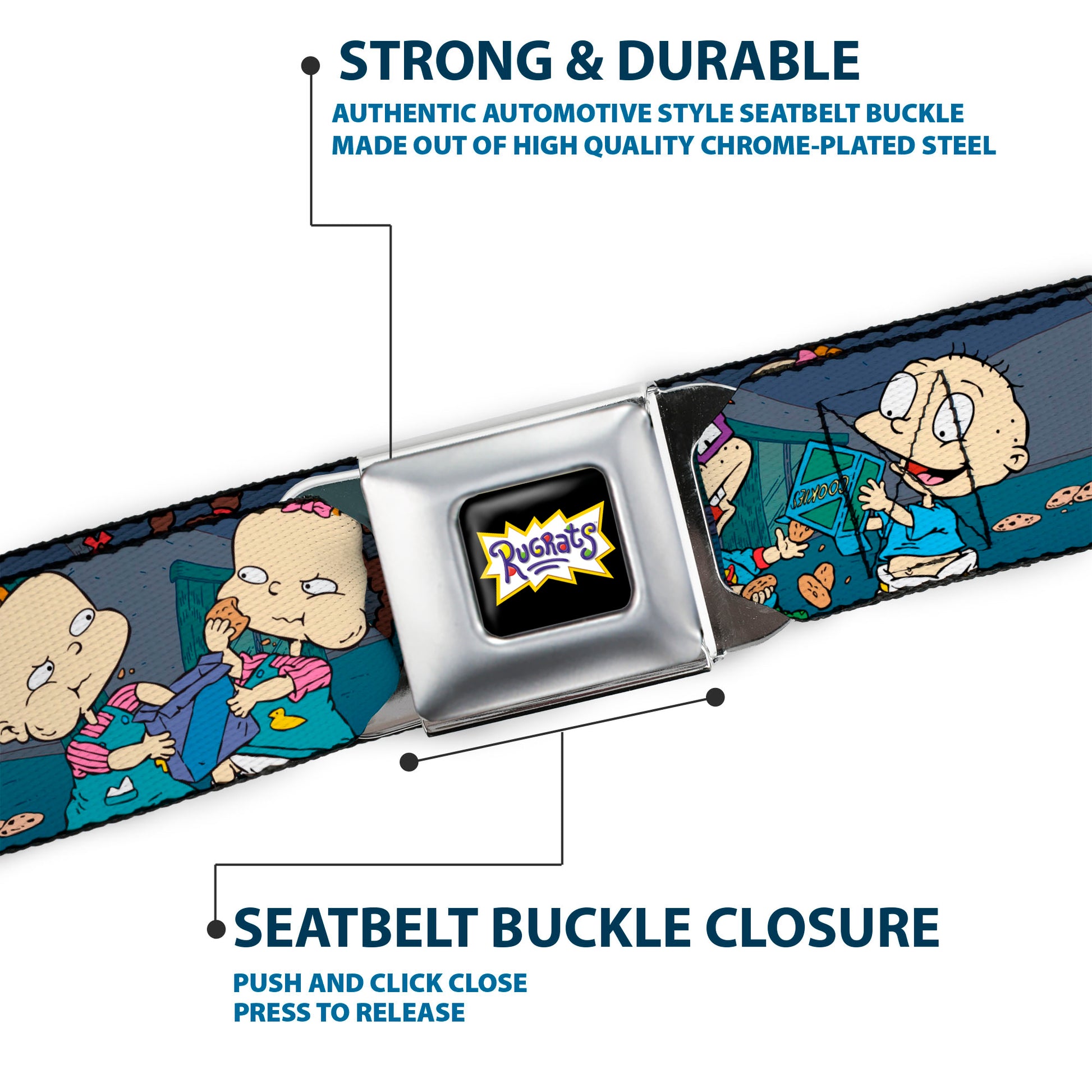RUGRATS Logo Full Color Seatbelt Belt - Rugrats Cookie Scene Webbing Seatbelt Belts Rugrats