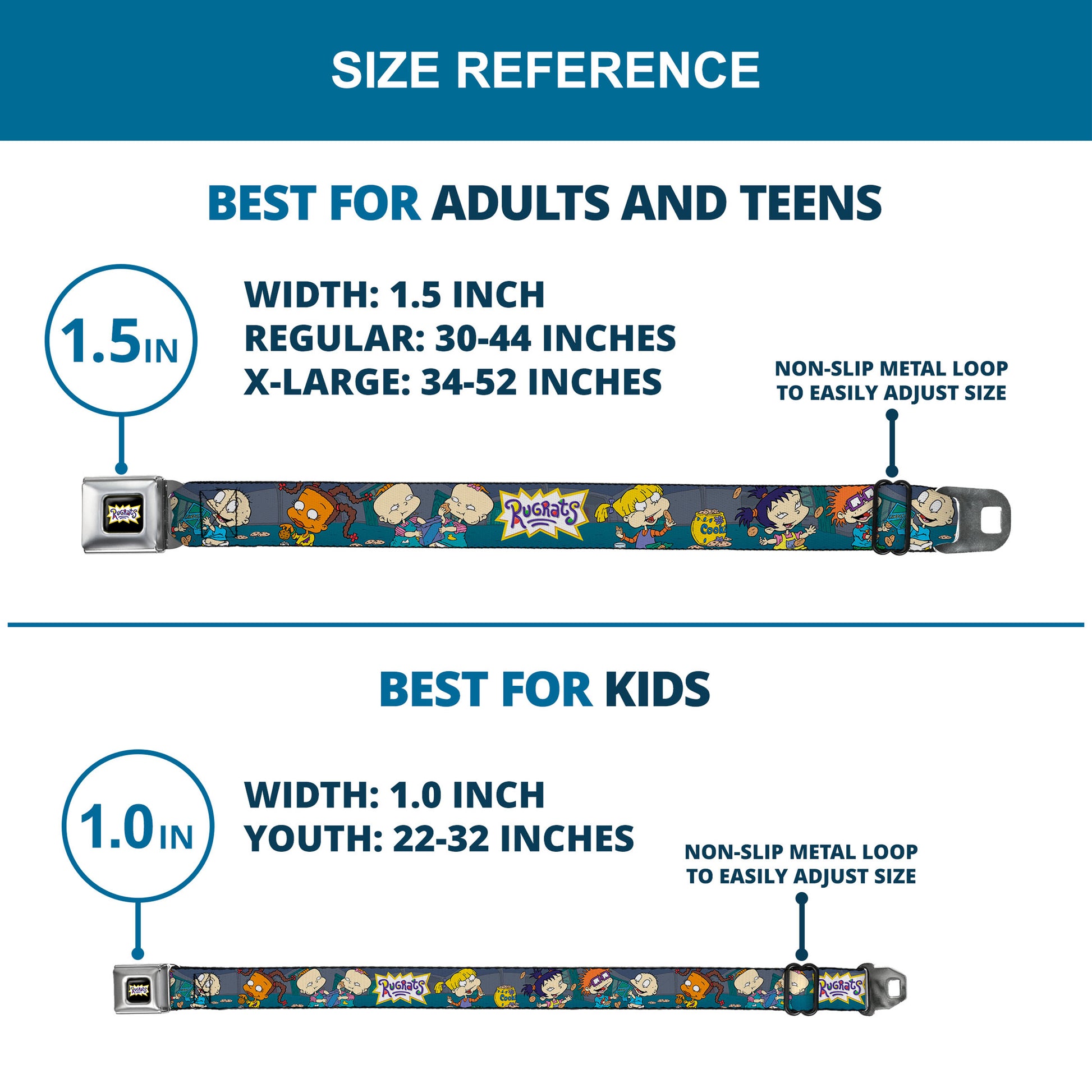 RUGRATS Logo Full Color Seatbelt Belt - Rugrats Cookie Scene Webbing Seatbelt Belts Rugrats