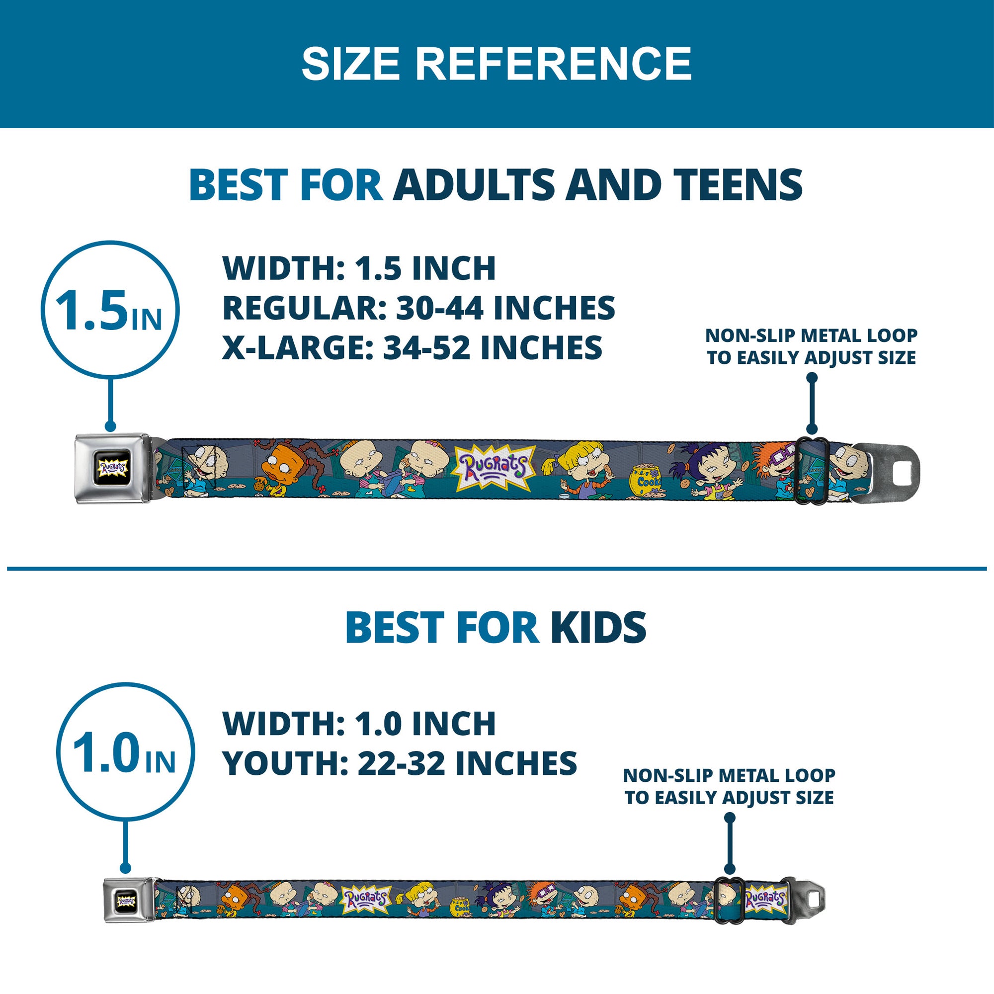 RUGRATS Logo Full Color Seatbelt Belt - Rugrats Cookie Scene Webbing Seatbelt Belts Rugrats