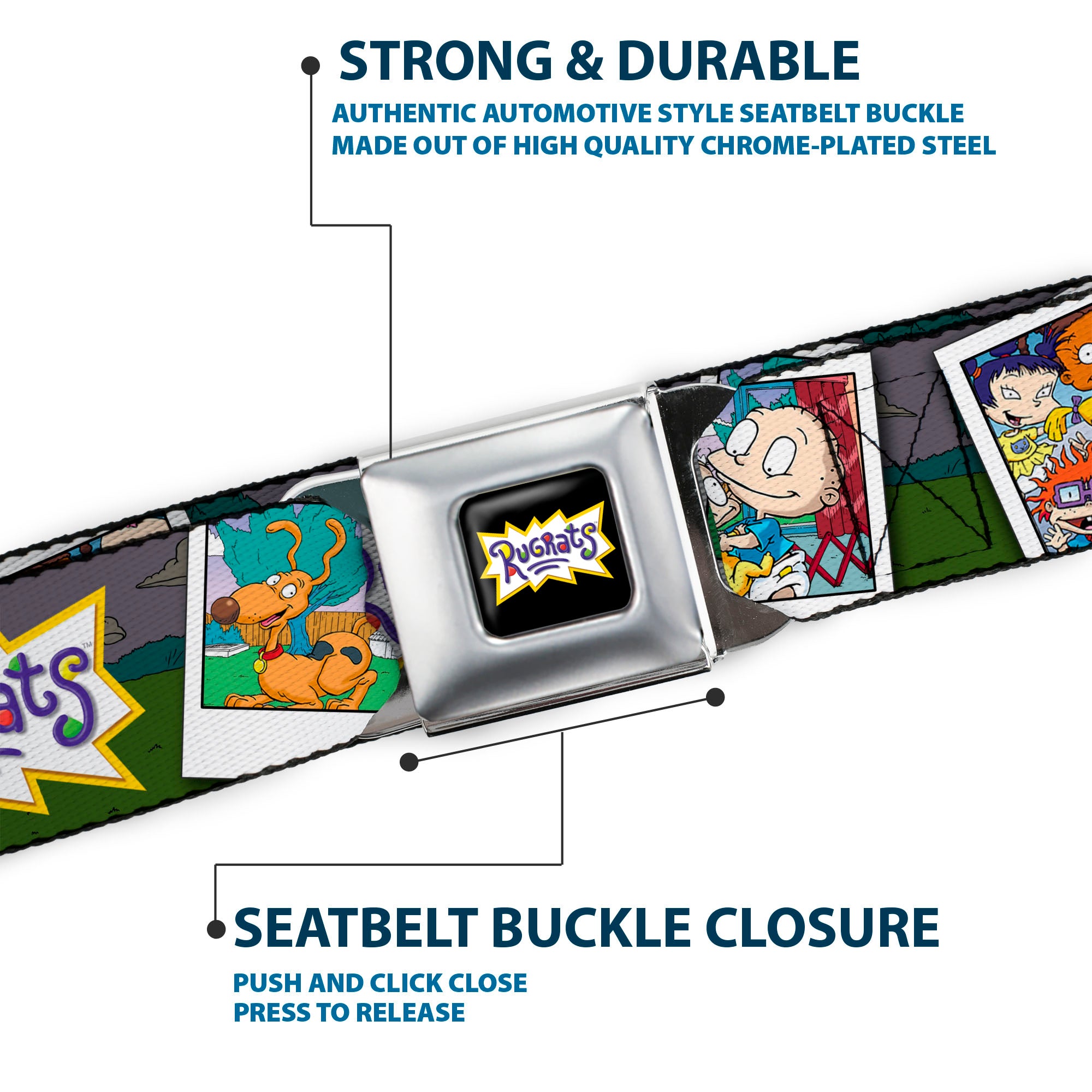 RUGRATS Logo Full Color Seatbelt Belt - RUGRATS Character Snapshots Webbing Seatbelt Belts Rugrats