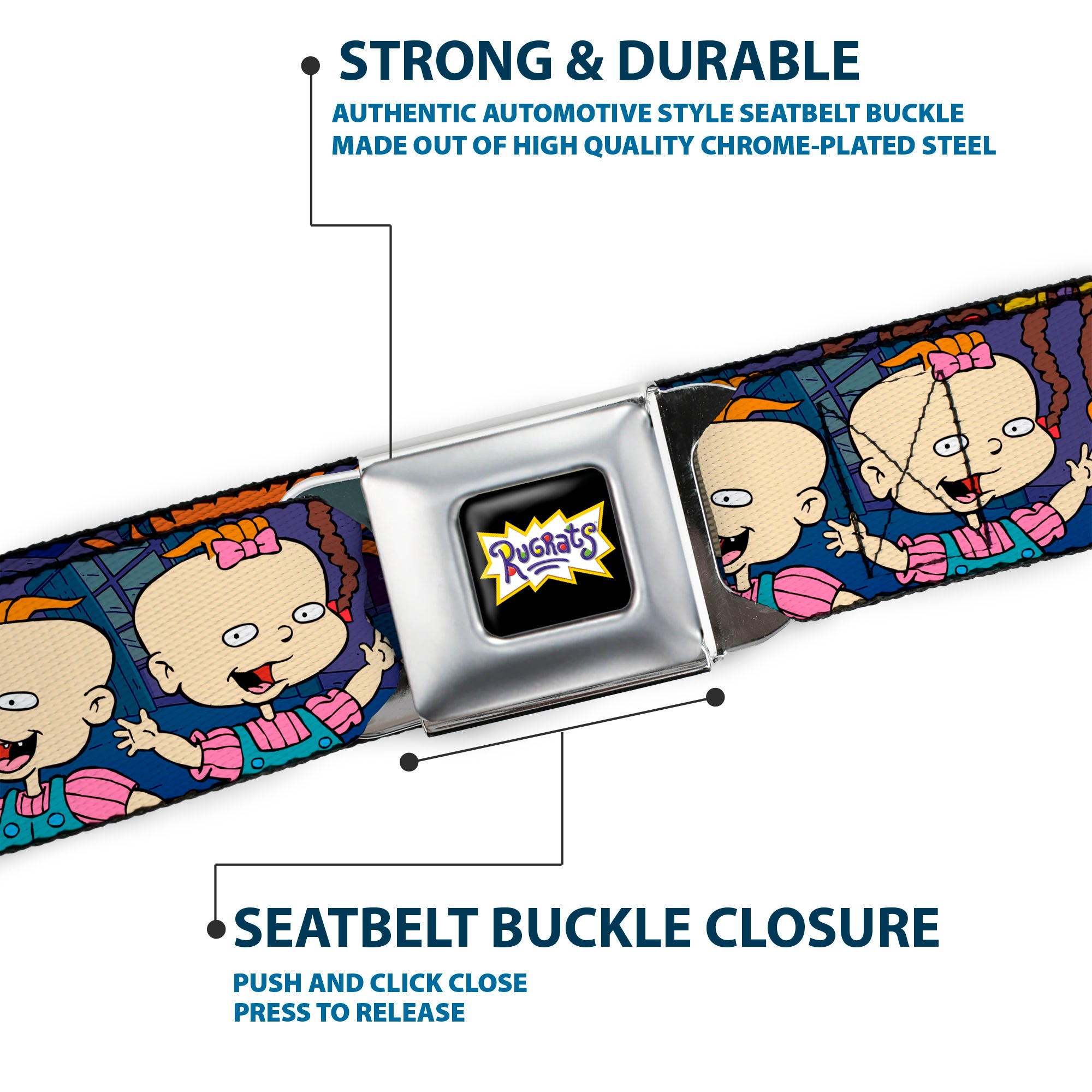 RUGRATS Logo Full Color Seatbelt Belt - RUGRATS Group Pose Webbing Seatbelt Belts Rugrats