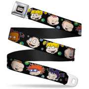 RUGRATS Logo Full Color Seatbelt Belt - Rugrats Character Expressions Black Webbing Seatbelt Belts Rugrats