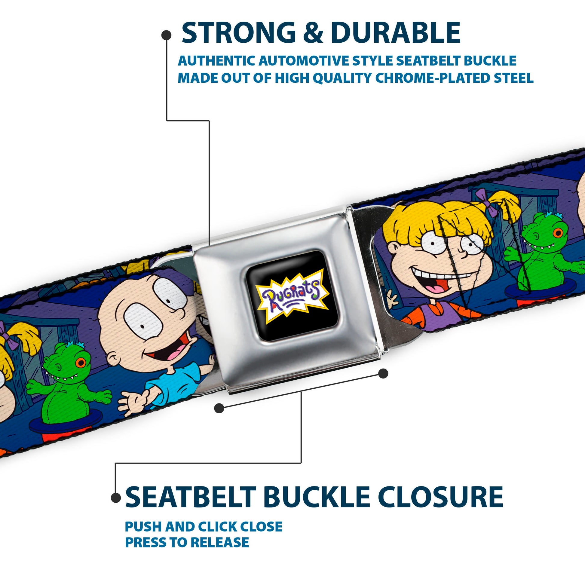 RUGRATS Logo Full Color Seatbelt Belt - RUGRATS Group Pose2 w/Reptar Webbing Seatbelt Belts Rugrats