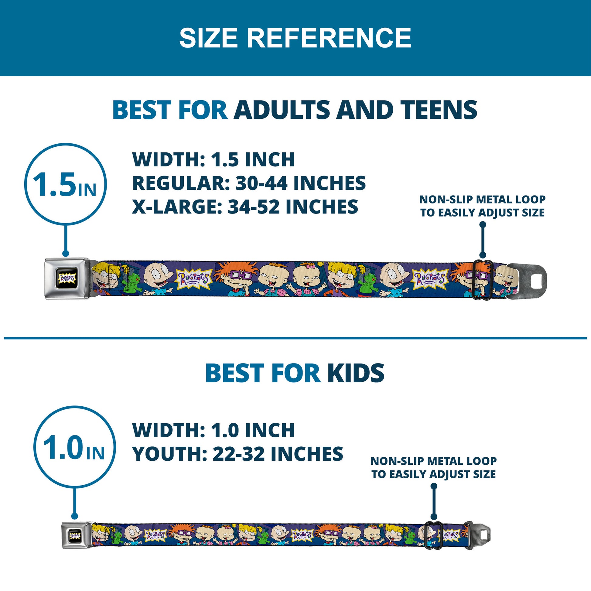 RUGRATS Logo Full Color Seatbelt Belt - RUGRATS Group Pose2 w/Reptar Webbing Seatbelt Belts Rugrats