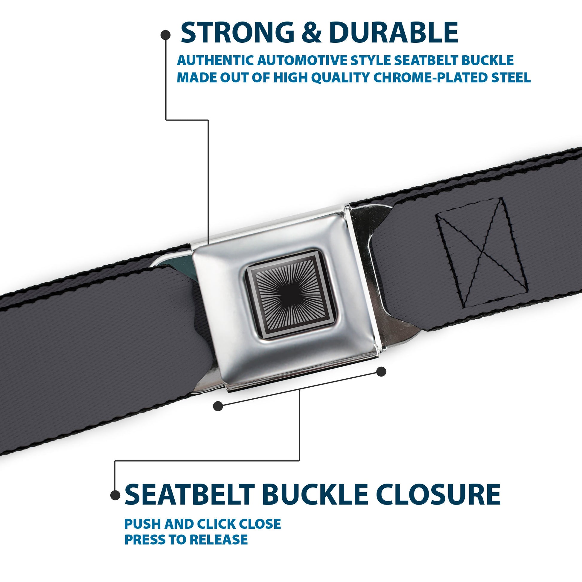 Starburst Seatbelt Belt - Charcoal Webbing Seatbelt Belts Buckle-Down