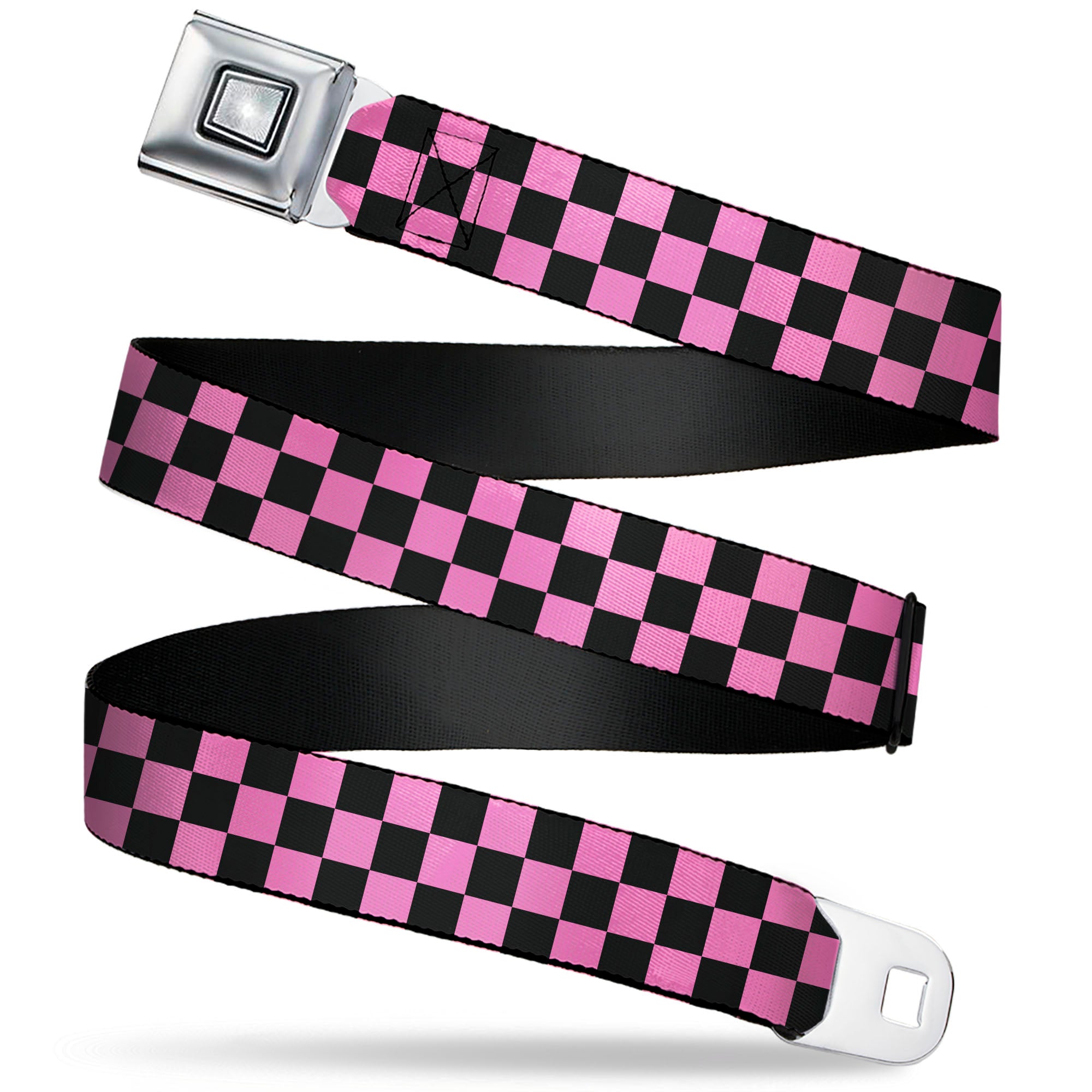 Starburst Seatbelt Belt - Checker Black/Pink Webbing Seatbelt Belts Buckle-Down