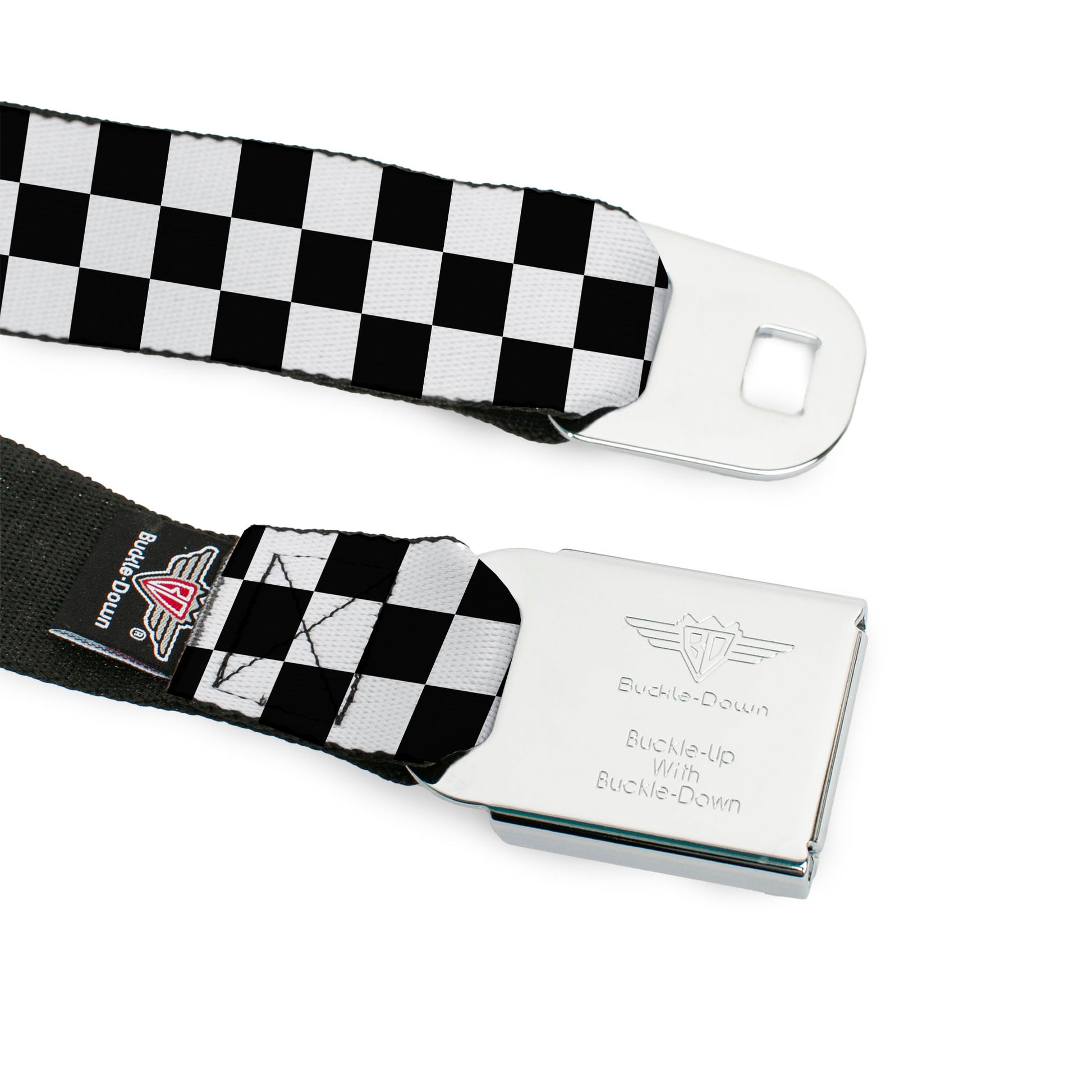 Starburst Seatbelt Belt - Checker Black/White Webbing Seatbelt Belts Buckle-Down