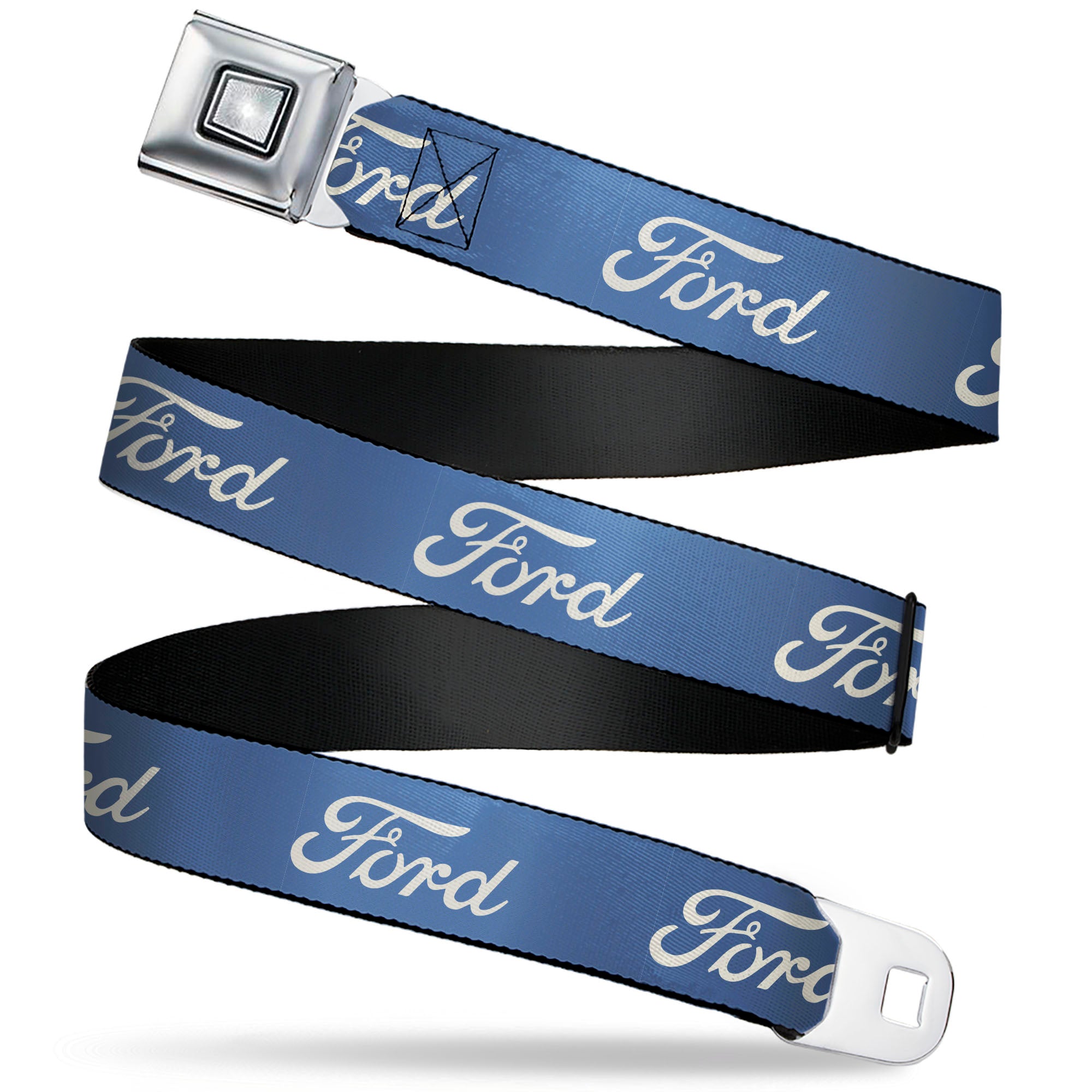 Starburst Seatbelt Belt - FORD Script Blue/White Webbing Seatbelt Belts Ford