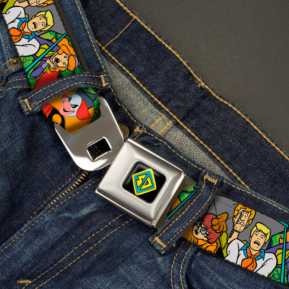 SD Dog Tag Full Color Black Yellow Blue Seatbelt Belt - Scooby Doo Group w/Ghost Clown & Eyes Webbing Seatbelt Belts Scooby Doo