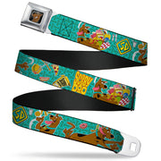 Scooby Doo Face Full Color Black Seatbelt Belt - Scooby Doo & Snacks/Bone Monogram Blues Webbing Seatbelt Belts Scooby Doo