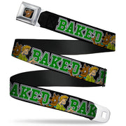 Scooby Doo Face Full Color Black Seatbelt Belt - Scooby Doo & Shaggy Pose/BAKED Black/Green Webbing Seatbelt Belts Scooby Doo