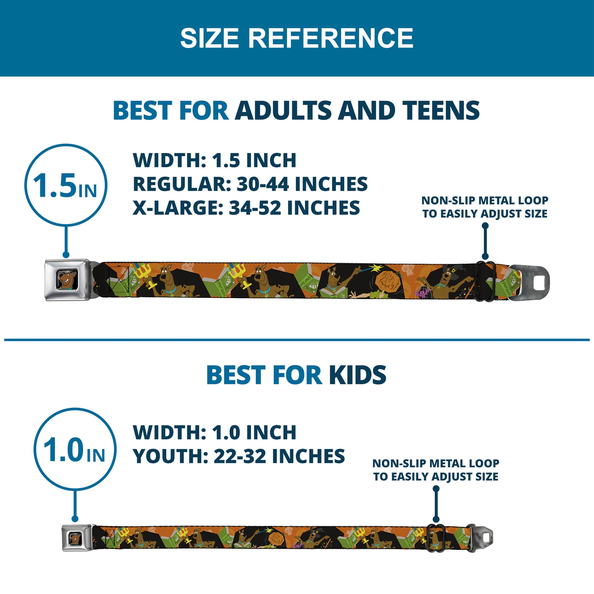 Scooby Doo Face Full Color Black Seatbelt Belt - Scooby Doo Halloween/Snack Spells Webbing Seatbelt Belts Scooby Doo