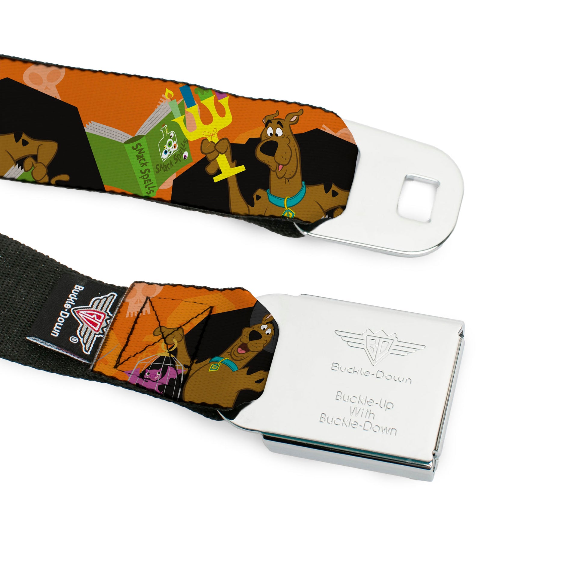 Scooby Doo Face Full Color Black Seatbelt Belt - Scooby Doo Halloween/Snack Spells Webbing Seatbelt Belts Scooby Doo