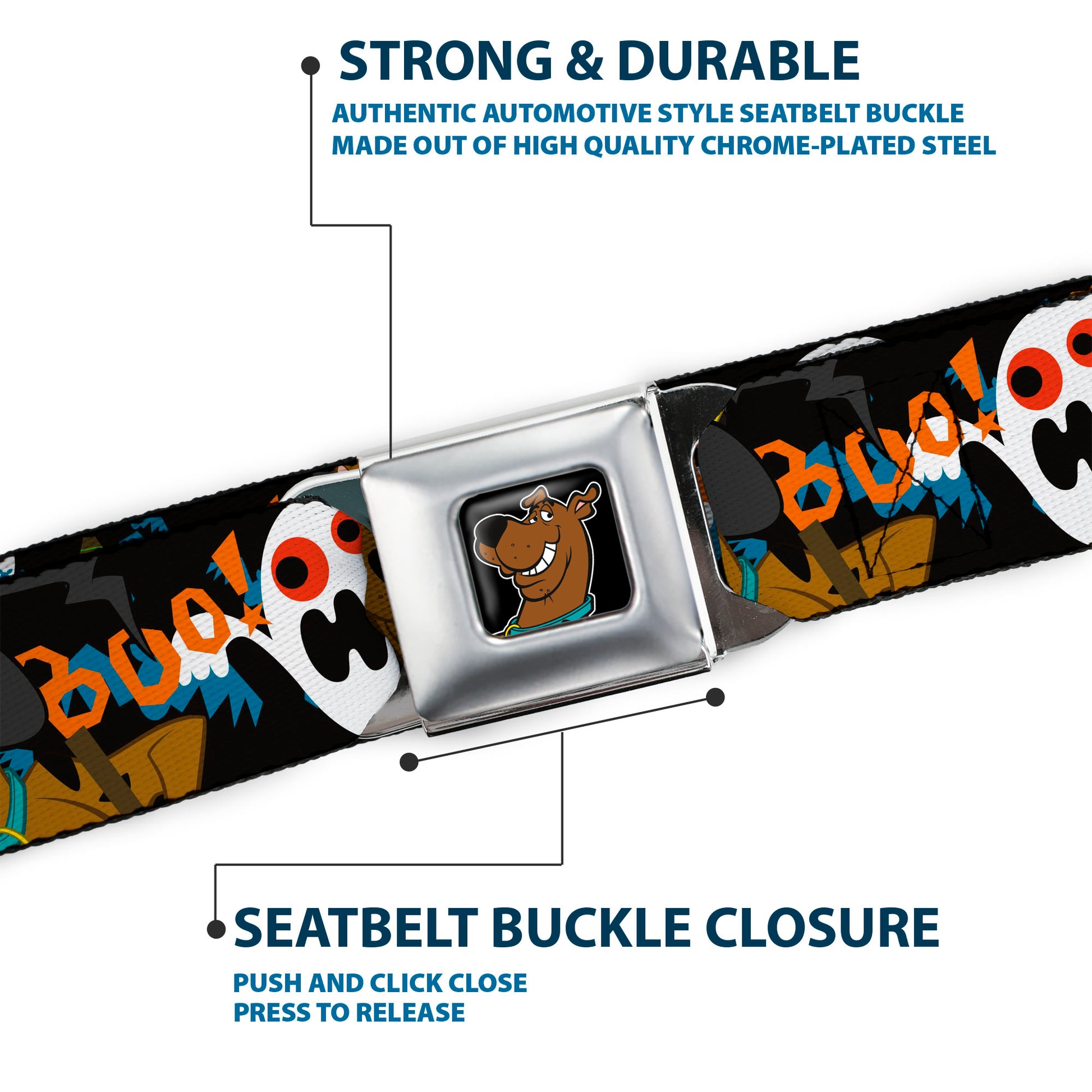 Scooby Doo Face Full Color Black Seatbelt Belt - Scooby Doo Halloween2/Ghosts BOO! Webbing Seatbelt Belts Scooby Doo