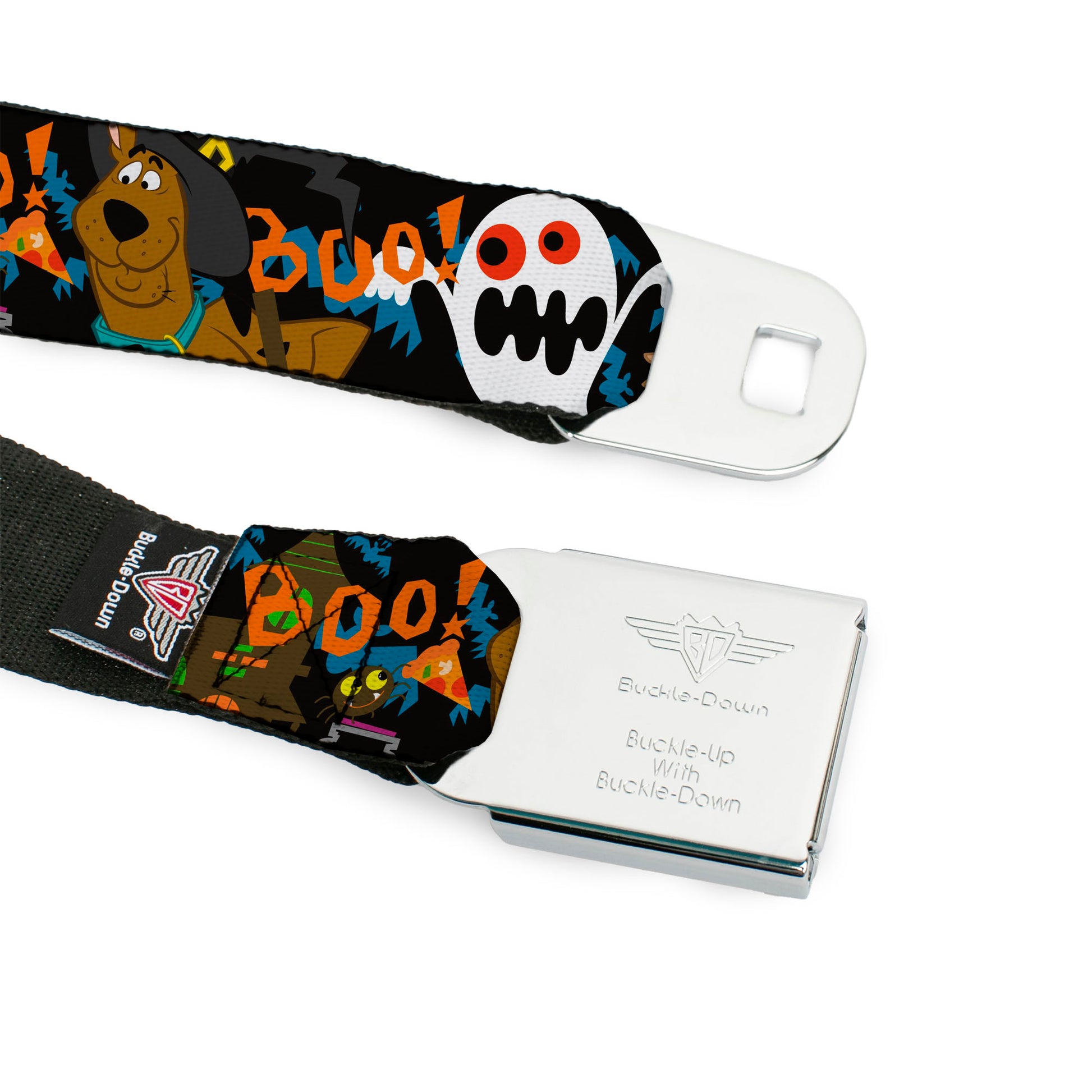 Scooby Doo Face Full Color Black Seatbelt Belt - Scooby Doo Halloween2/Ghosts BOO! Webbing Seatbelt Belts Scooby Doo